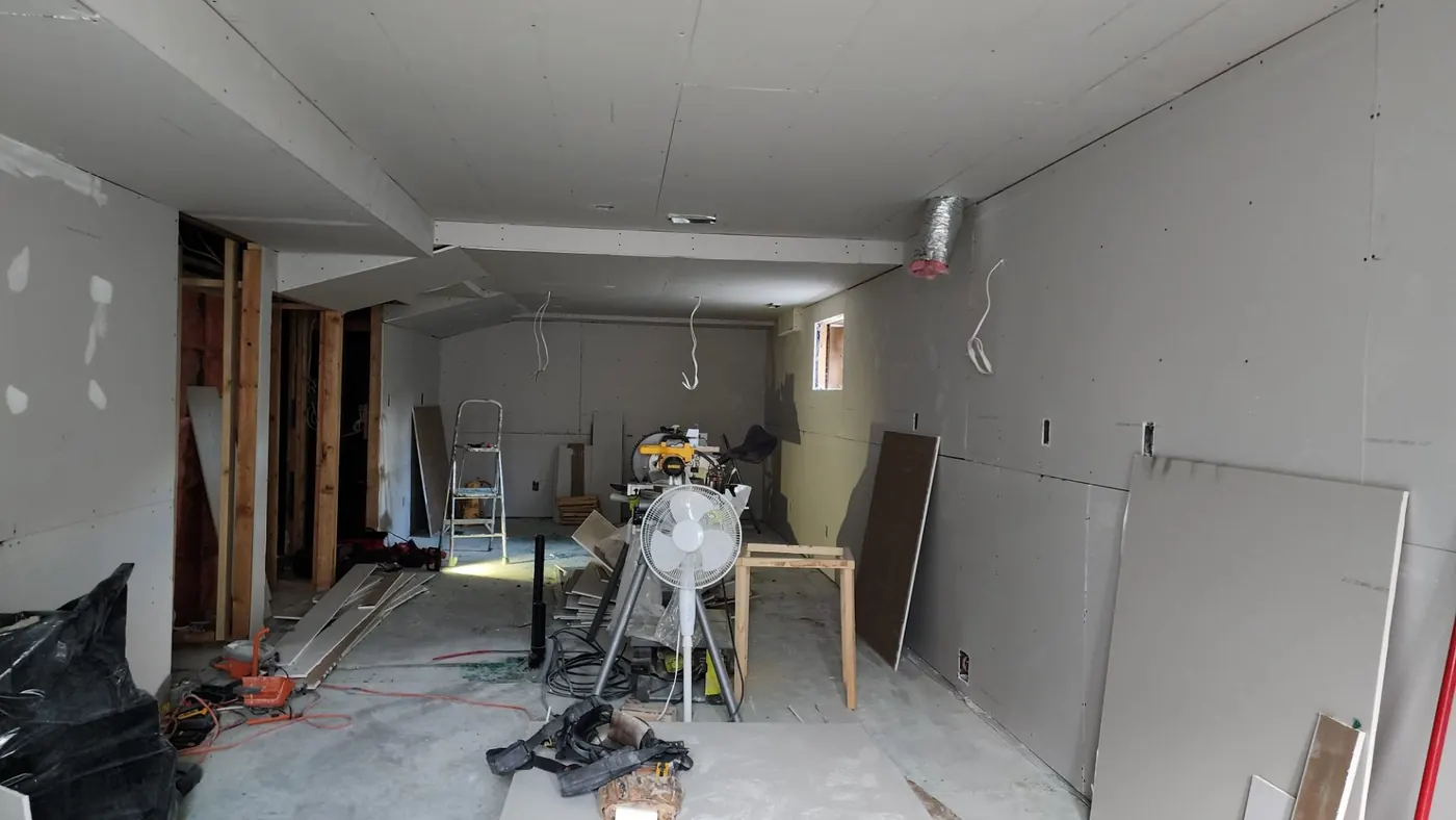 Basement development rough-in wiring Edmonton before
