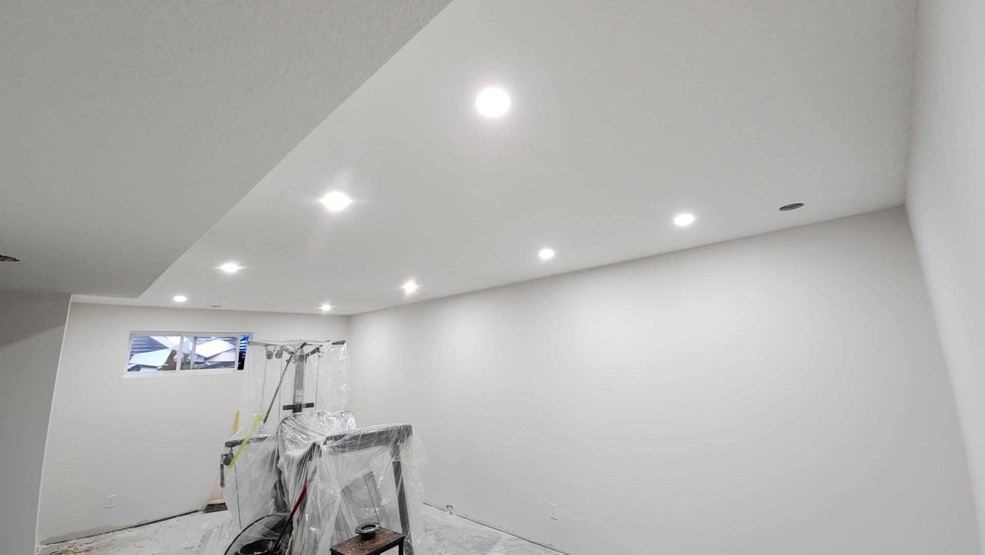 Basement pot lights after installation, Edmonton