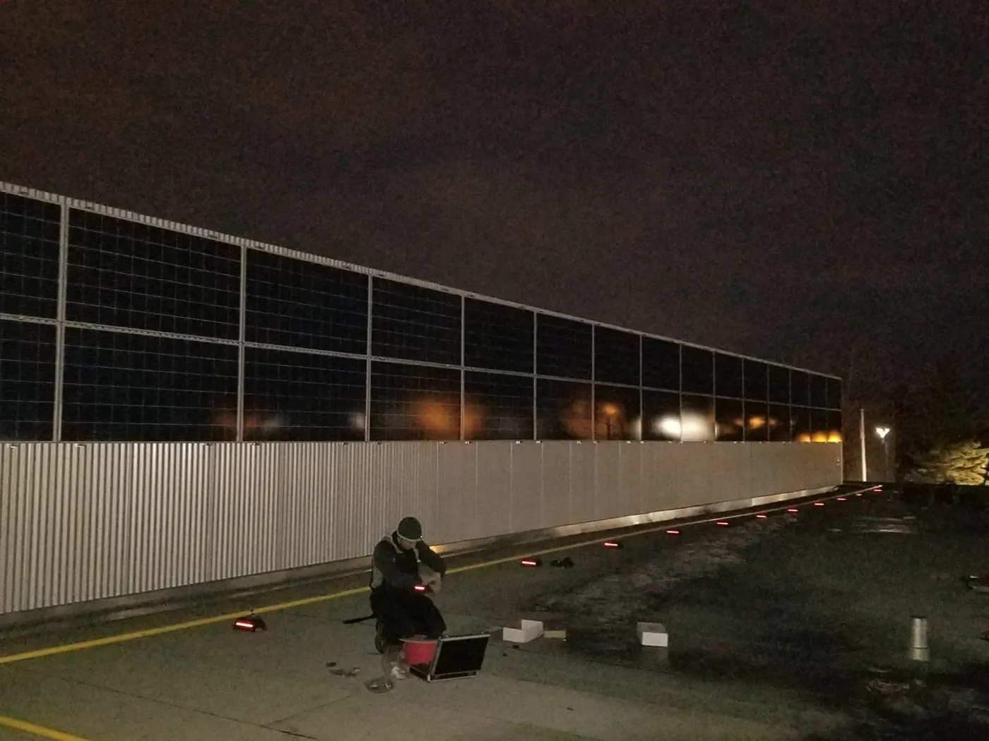 Large commercial solar array night commissioning Edmonton