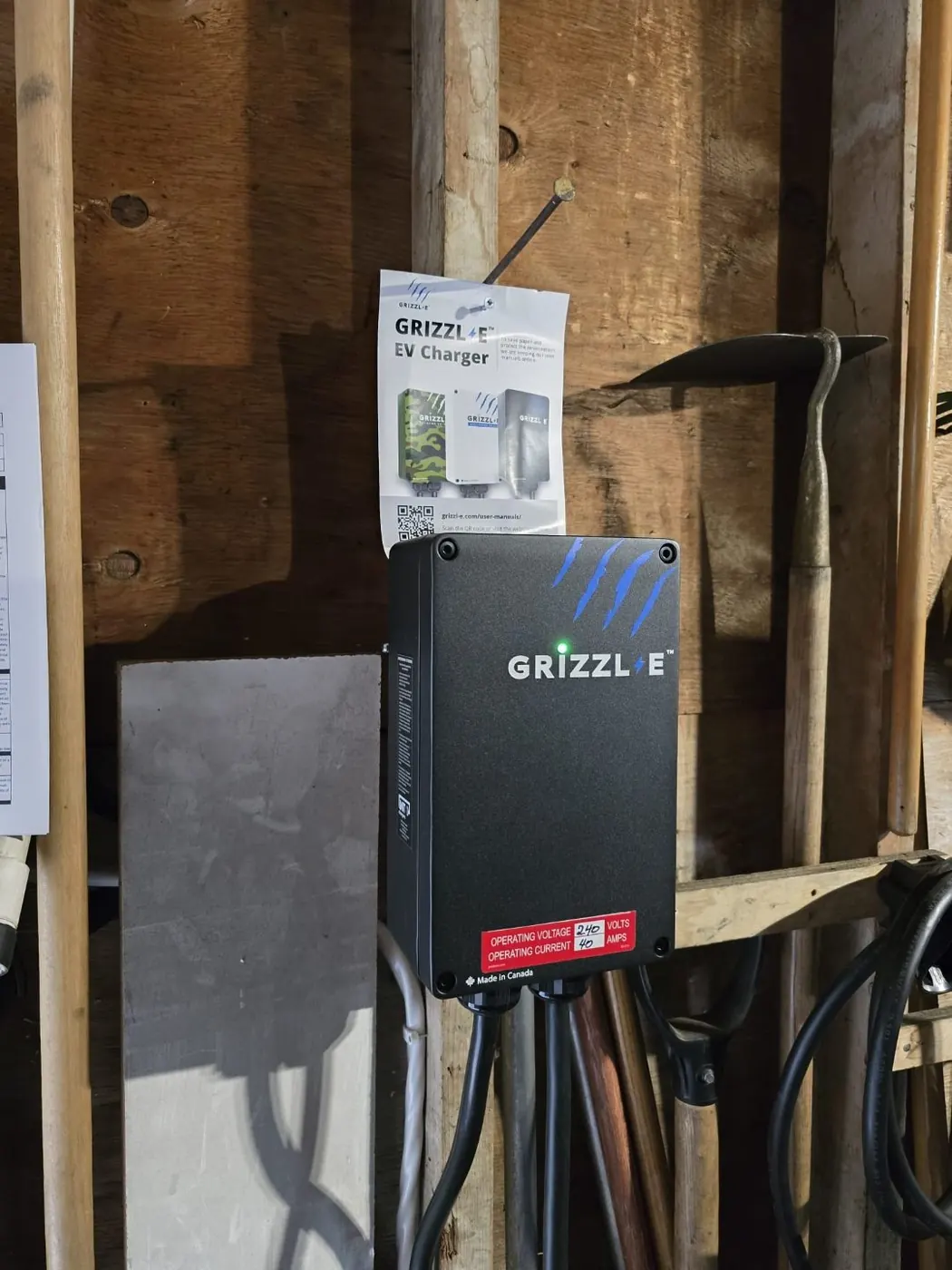 Grizzl-E EV charger installed in barn Alberta