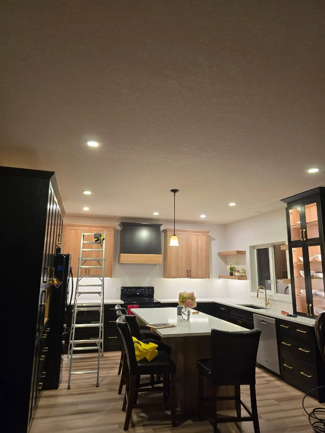 Kitchen pot lights and pendant light installed Edmonton