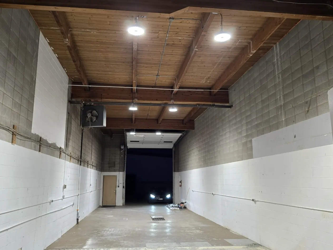 Completed LED bay upgrade in an Alberta shop