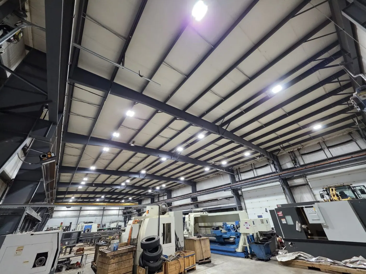LED high bay lighting retrofit in an Alberta machine shop