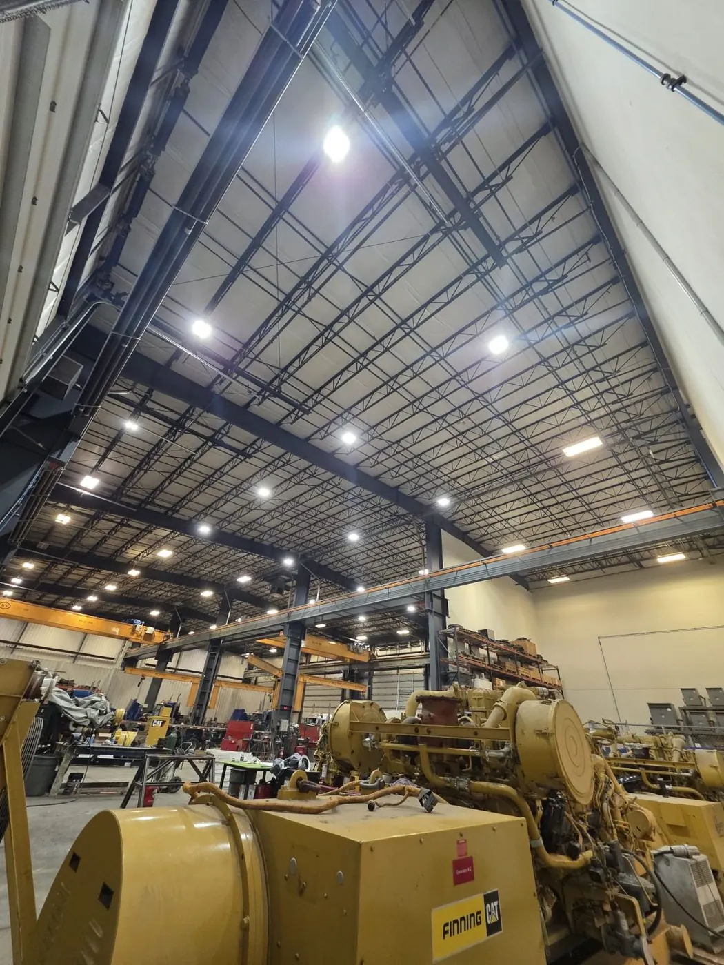LED high bay lighting in an industrial shop in Alberta