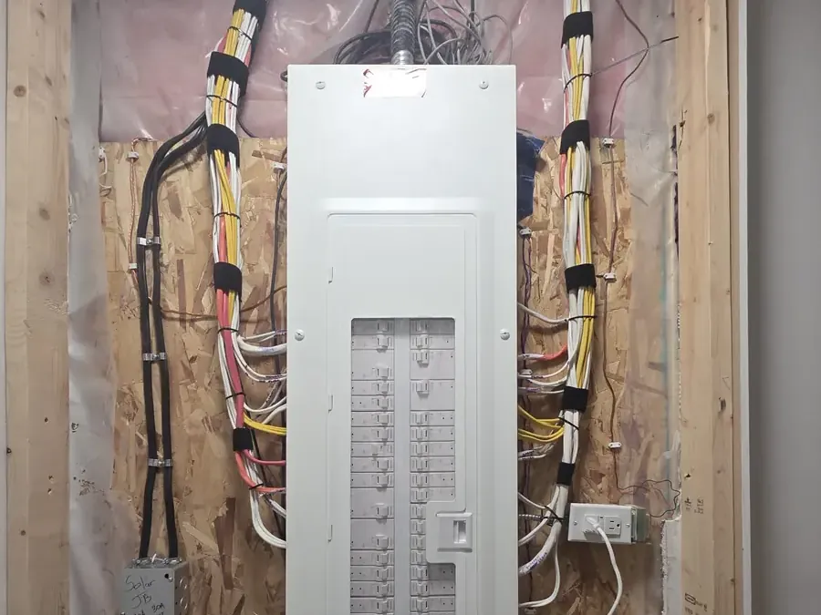 The new Leviton smart panel in the same spot