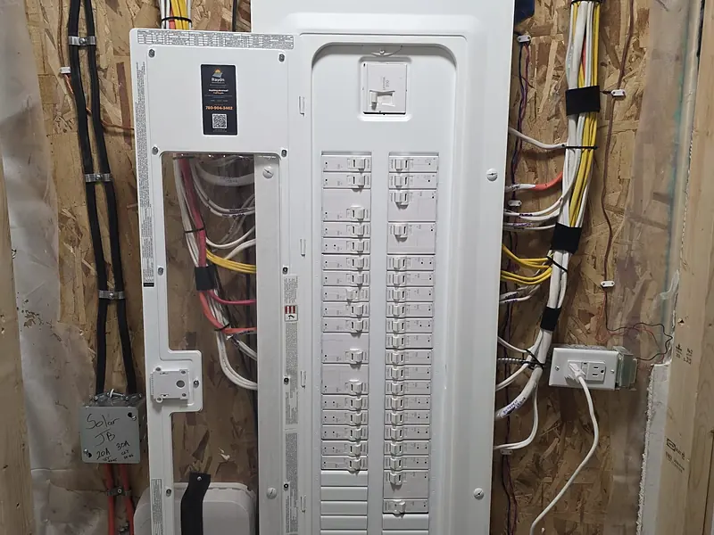 Leviton smart panel with 37 smart breakers, installed by Raydn Renewables
