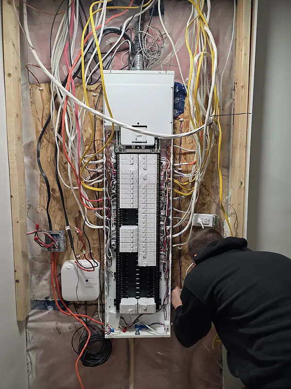 Smart breakers being installed in the Leviton panel