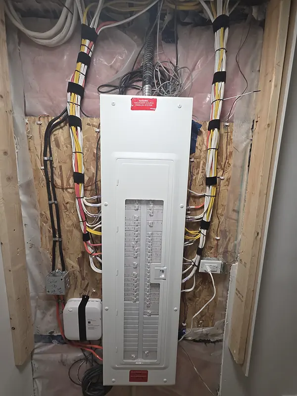 The finished Leviton panel with its window door closed