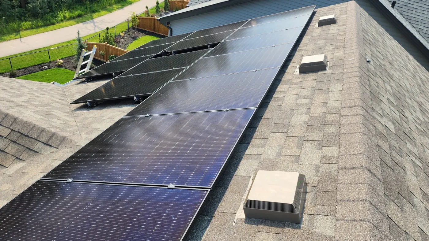 Solar panels fully installed residential roof Edmonton 2023