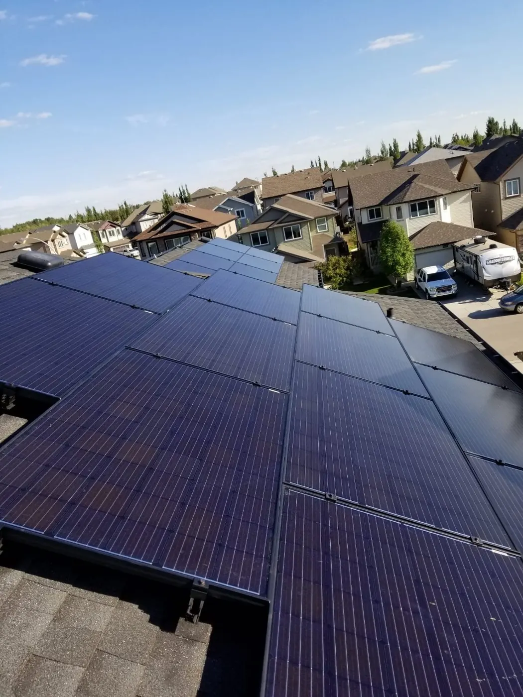 Large residential rooftop solar array Edmonton