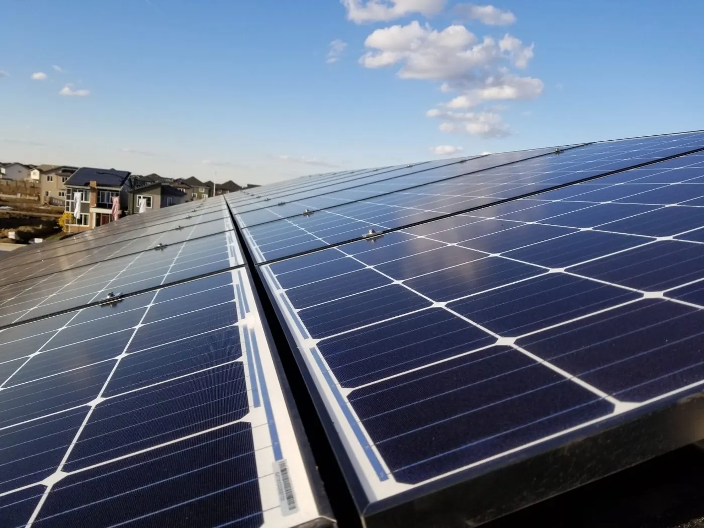 Row of solar panels installed on Edmonton neighbourhood home