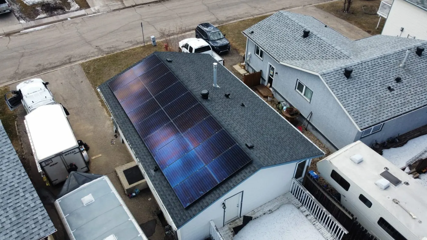 Solar panels on home in winter Edmonton Raydn Renewables
